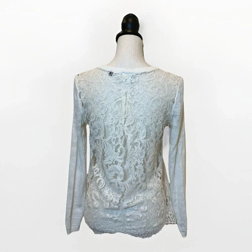 Cabi Sweater Women's XS White Cream Sophia Lace Back Sweater Feminine 5005 - Picture 3 of 14